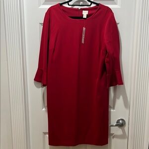 Chico's Red Sheath Dress with Bell Sleeves